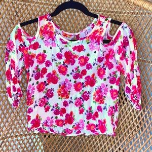 Floral Japna Kids Peakaboo Shoulder Top Girls SZ 10